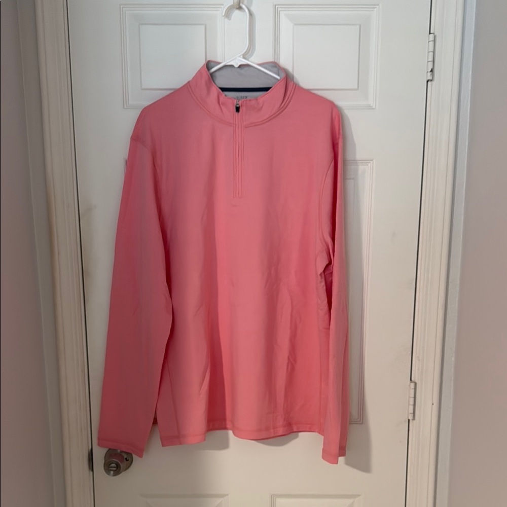3 Men’s J Crew Factory Quartet-Zip Pullovers - Coral, Navy and Green